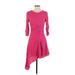 Zara TRF Casual Dress - A-Line Crew Neck 3/4 sleeves: Pink Dresses - Women's Size Medium