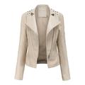 labakihah jackets for women womens leather jackets motorcycle coat short lightweight pleather crop coat winter coats for women beige