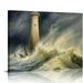 COMIO Lighthouse Wall Art Framed Posters Vintage Bell Rock Lighthouse Famous Painting Wall Art Romanticism poster Canvas Living Room Prints Wall Decor