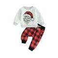 Arvbitana Toddler Baby Girls Boys Christmas 2Pcs Outfits Long Sleeve Letter Print Sweatshirt + Plaid Sweatpants Sets Infant Casual Tracksuit Daily Clothes 3M-3T