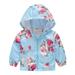 Toddler Baby Boys Girls Hooded Windproof Jacket Full-Zip Long Sleeve Waterproof Coat Lightweight Striped Car Butterfly Print Hoodie