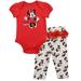 Minnie Mouse Newborn Girls 2PC Bodysuit & Pant Set Sizes 0-3M Red Gray Tulle