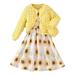 Toddler Cute Outfits Girls Boys Long Sleeve Floral Print Coats And Dress Bag 3Pcs Clothes For Children Kids Clothes Baby Clothing Sets Yellow 5 Years-6 Years 6Y(5 Years-6 Years)