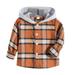 ASFGIMUJ Toddler Hoodie Toddler Girls Flannel Hooded Plaid Shirt Button Baby Plaid Shirt Plaid Shirt Hooded Clothes Baby Sweatshirt Brown 12 Months-18 Months