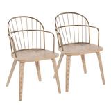 LumiSource Riley Farmhouse Arm Chair In Whitewashed Wood & Antique Copper Metal - Set Of 2 Wood in Brown/White | 32.25 H x 20 W x 21.25 D in | Wayfair
