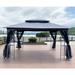 BMTBUY 13x10FT Outdoor Patio Gazebo Canopy Tent With Ventilated Double Roof And Mosquito net Gray Top