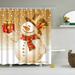 LICHENGTAI Christmas Shower Curtain Washable Durable Waterproof Decoration Home Bathroom Creative Printing for Party Backdrop Room Divider Curtain Closet Curtain Golden Snowman 165cmx180cm