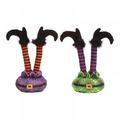 Handstand Witch Legs with Striped Stockings for Desktop Decoration