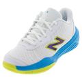 New Balance Juniors` 996v5 Tennis Shoes White and Spice Blue ( 5 )