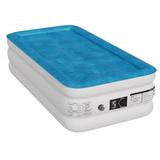 CL.HPAHKL Comfort Twin Air Mattress with Built in Pump 18 Elevated Durable Mattresses for Camping Fast&Easy Inflation/Deflation Airbed Travel Cushion Carry Bag Includedï¼ŒBlue Double Blow up Bed