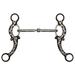 Showman 5 Brown Steel Snaffle Bit w/ Silver Filigree Overlay