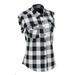 Milwaukee Leather MNG21625 Women s Flannel Down Sleeveless Shirt w/ Button Black / White & Cut Off Frill Arm Hole 2X-Large