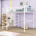 Isabelle & Max™ Aluel Full Size Metal Loft Bed w/ Shelves & Ladder Metal in White | 67 H x 67 W x 77 D in | Wayfair