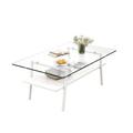 Wrought Studio™ Glass Coffee Table, Mid Century 2 Tier Rectangle Accent Table Glass in White | 16.73 H x 38.58 W x 22.84 D in | Wayfair