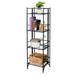 Folding Metal Shelf Corner Modern Shelf Storage and Display Rack Black 4 Tier