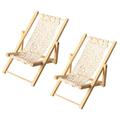 2 Pcs Mini Recliner Foldable Beach Chair Home+decor Chairs Reclining Chaise Lounge Micro Landscape