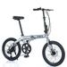 20in Folding Bike 8 Speed City Bike with Aluminium Alloy Frame Adjustable Seats & Disc Brake Portable Easy Folding Commuter Bicycle for Traveling & Exercising Silver grey