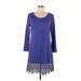 MiYang Casual Dress - A-Line Scoop Neck 3/4 sleeves: Blue Print Dresses - Women's Size Large