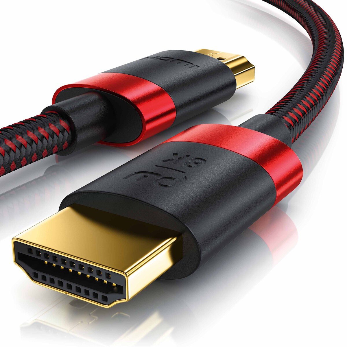 Primewire - 4m High Speed 8K HDMI Kabel 2.1 mit Ethernet ARC 3D 4K Ultra HD 7680x4320 @ 120 Hz PS4 360 TV OLED PC Laptop Beamer Monitor - Schwarz/Rot Image