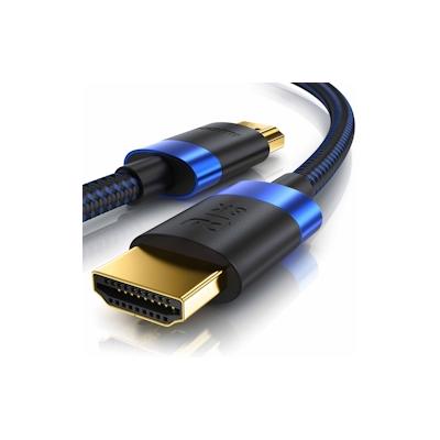 Primewire - 1m High Speed 8K HDMI Kabel 2.1 mit Ethernet ARC 3D 4K Ultra HD 7680x4320 @120 Hz PS4 360 TV OLED PC Laptop Beamer Monitor - Schwarz/Blau Image