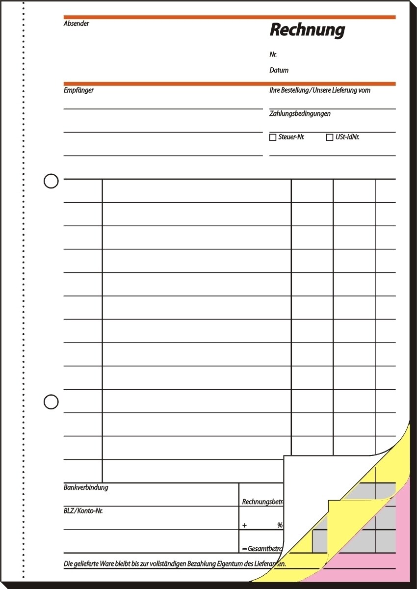 Sigel Formularbuch Rechnung A5 hoch selbstdurchschreibend VE=3x40 Blatt Image
