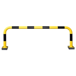 PROREGAL Rammschutz-Bügel Swing mit PU-Federelement | HxB 64x200cm | Rohr-Ø 7,6cm | Kunststoffbeschichteter Stahl | Schwarz-Gelb Image
