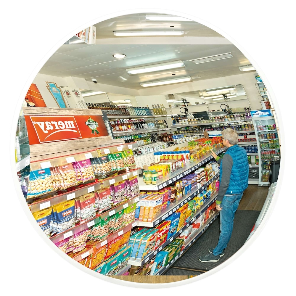 PROREGAL Beobachtungsspiegel ECO aus Acrylglas mit weißer Halterung zur Wandmontage | Spiegel-Ø 60cm | Beobachtungsabstand 7m Image