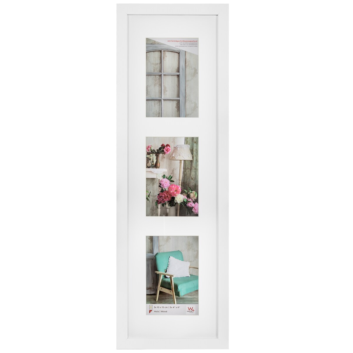 walther + design Stockholm Holz Bilderrahmen, weiss, 3 X 10x15 cm Image