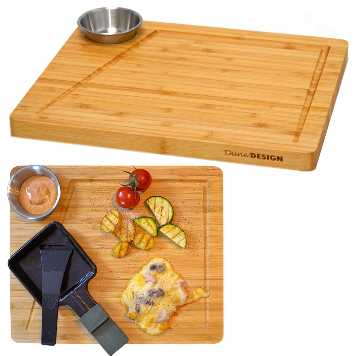 2 Personen Raclette Teller Set - 30x25 Raclette Brettchen Pfännchen Untersetzer Image