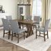 Solid Wood 7-Piece Dining Table Set Extendable Kitchen Table Set with Upholstered Chairs and 12" Leaf for 6, Brown+Gray Cushion