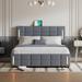 Queen Storage Bed Upholstered Platform Bed with LED Light & USB Ports