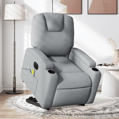 vidaXL Stand up Massage Recliner Chair Light/Dark Gray Fabric