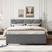 Linen Fabric Platform Bed with Trundle Bedroom