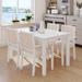 Wood 5-Piece Dining Table Set with 4 Arm Upholstered Dining Chairs,Beige