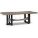 90 Inch 8 Seater Rectangular Dining Room Table, Farmhouse Gray Brown, Black