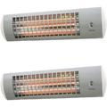 Set of 2 1.8kW IPX4 Wall Mounted Quartz Bulb Electric Tube Heater w/ 3 Power Settings | Heatlab®