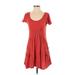 Zara Basic Casual Dress - A-Line Scoop Neck Short sleeves: Red Print Dresses - Women's Size Small