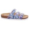 Pantolette ROHDE "Alba", Damen, Gr. 42, bunt (jeans multi), Nubuklederimitat, klassisch, Schuhe, Sommerschuh, Schlappen, Hausschuh mit buntem Druck, G-Weite = weit