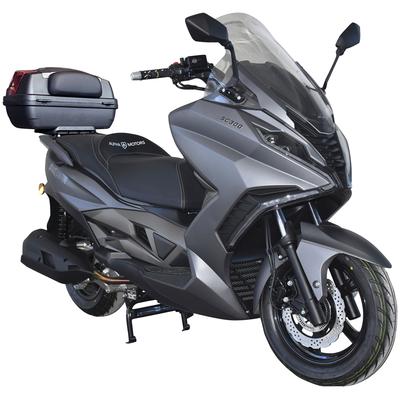 Motorroller ALPHA MOTORS "Sport Cruiser 300", grau (grau, schwarz), Motorroller & Mofas, 125 km/h, mit integr. Alarmanlage, Keyless-System, USB-Anschluss und Windschild, B:81cm H:132cm L:218cm
