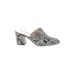 J.Crew Mule/Clog: Slip-on Chunky Heel Casual Gray Snake Print Shoes - Women's Size 8 1/2 - Almond Toe