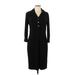 Ellen Tracy Casual Dress - Sheath Collared 3/4 sleeves: Black Print Dresses - Women's Size 10