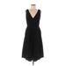 Ava & Aiden Casual Dress - A-Line: Black Solid Dresses - Women's Size 6