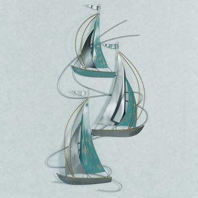 Afternoon Regatta Vertical Sailboat Wall Art Multi Cool , Multi Cool