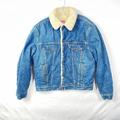 Levi's Jackets & Coats | Levis Vintage 80's Sherpa Lined Trucker Jacket Regular Wash Button Snap Size 42r | Color: Blue | Size: 42r