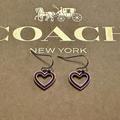 Coach Jewelry | Coach Maroon Enamel Mini Open Heart Fishhook Dangle Earrings | Color: Red/Silver | Size: Os