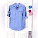 J. Crew Tops | Jcrew Chambray ¾Th Button Down Long Sleeves [Rollup Button] Tunic Casual Blouse | Color: Blue/White | Size: S