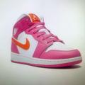 Nike Shoes | Nike Jordan Kids Air Jordan 1 Mid Sneakers | Color: Orange/Pink | Size: 1bb