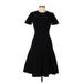 Derek Lam Casual Dress - A-Line Crew Neck Short sleeves: Black Print Dresses - Women's Size 6