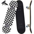 Anyfun Pro Complete Skateboards for Beginners Girls Boys Kids Youths Teens Adults 31"x8" Skate Boards 7 Layers Canadian Maple Double Kick Deck Concave Longboards (Checkerboard)