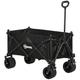 Outsunny Folding Garden Trolley Cart, Outdoor Collapsible Wagon with Telescopic Handle, Carry Bag and All-Terrain Big Wheels, for Beach, Camping, Festival, 120KG Capacity, Black